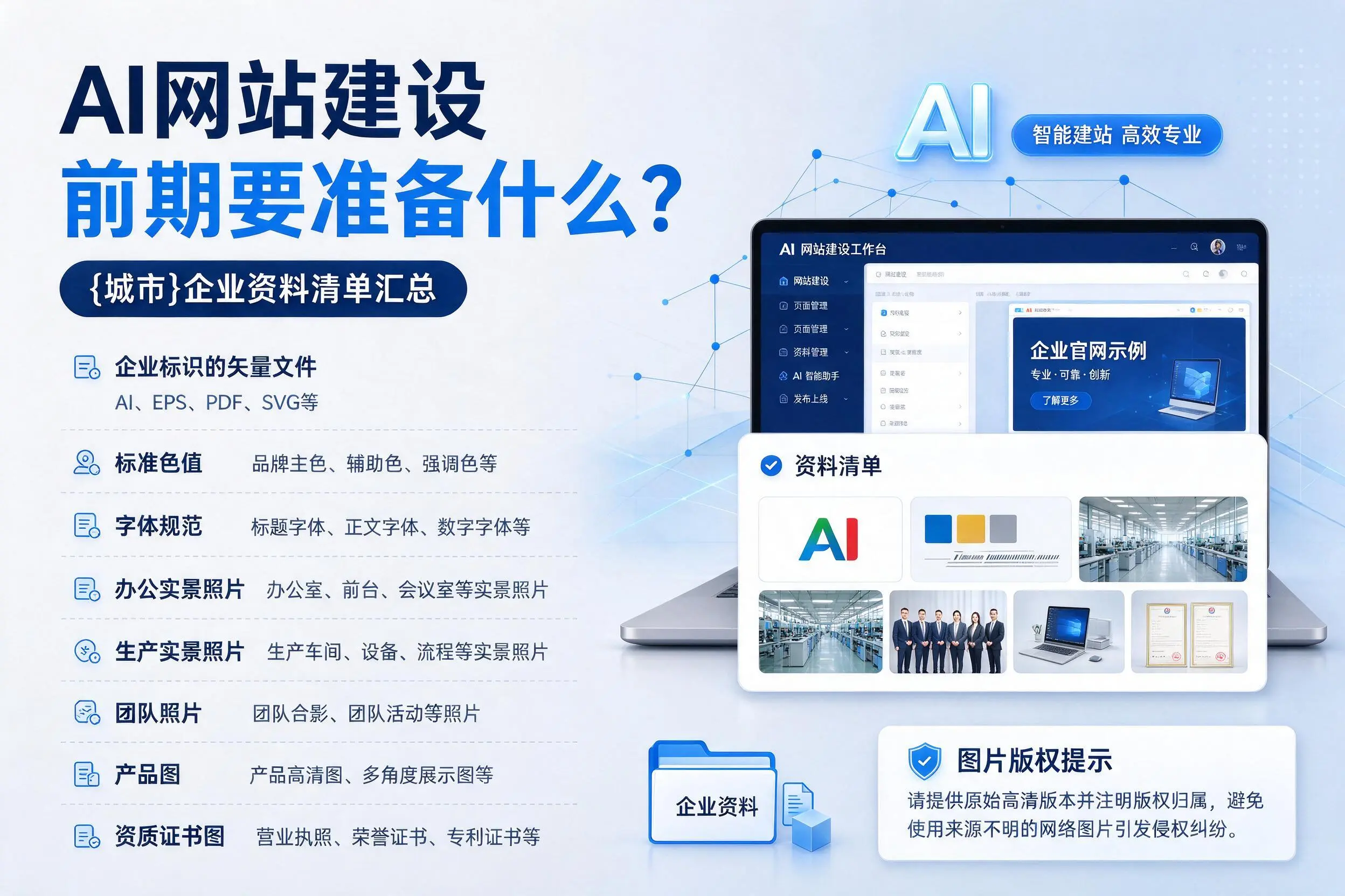 AI网站建设前期要准备什么？玉树企业资料清单汇总